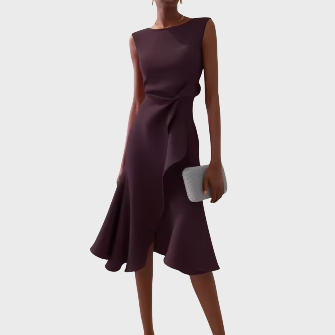 Sheila™ | Draped Asymmetric Midi Dress