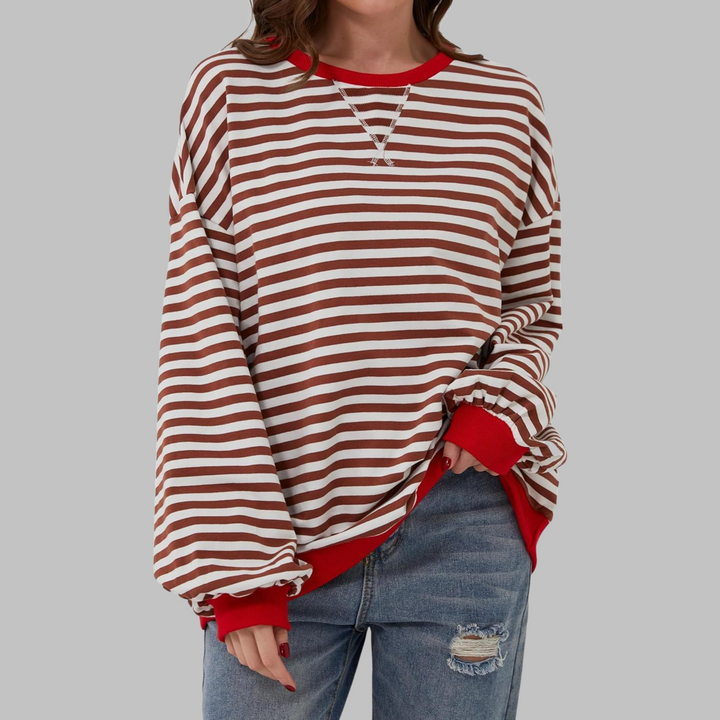 LUKA - Casual Long Sleeve Round Neck Striped Shirt