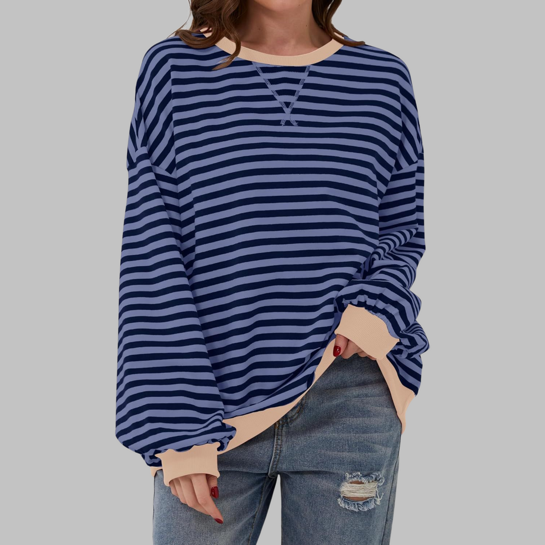 LUKA - Casual Long Sleeve Round Neck Striped Shirt
