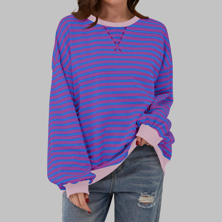 LUKA - Casual Long Sleeve Round Neck Striped Shirt