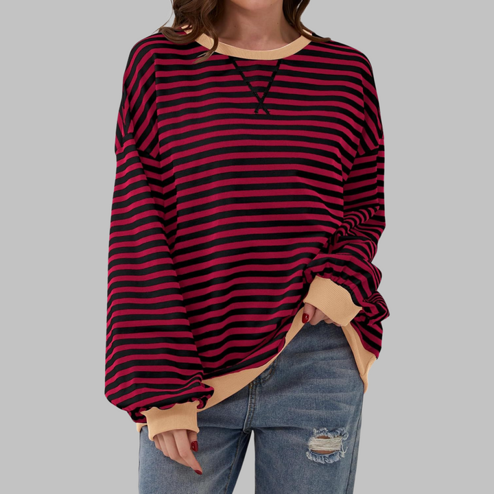 LUKA - Casual Long Sleeve Round Neck Striped Shirt