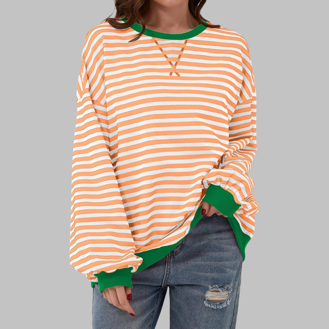 LUKA - Casual Long Sleeve Round Neck Striped Shirt