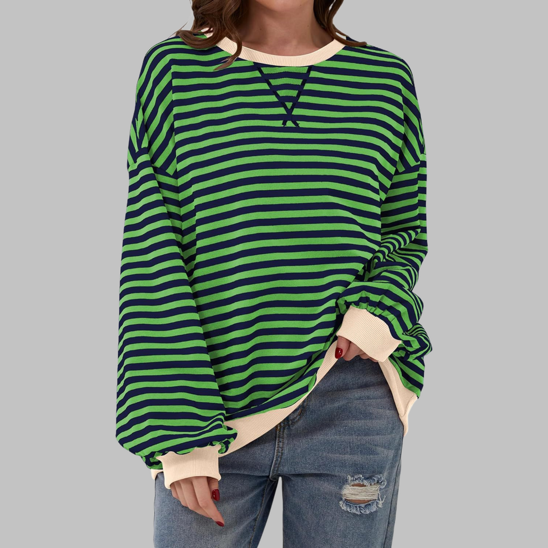 LUKA - Casual Long Sleeve Round Neck Striped Shirt
