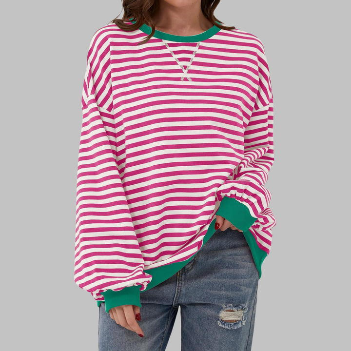 LUKA - Casual Long Sleeve Round Neck Striped Shirt