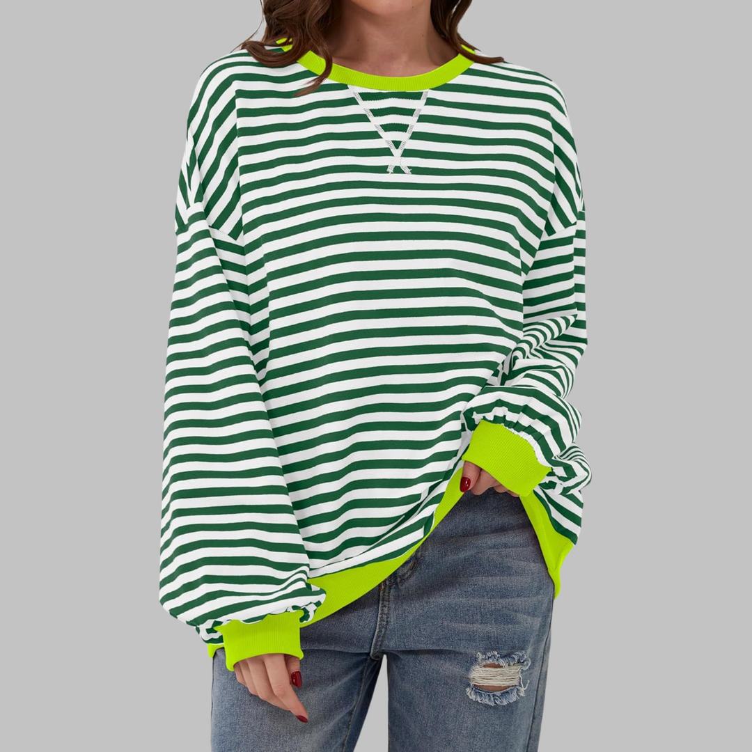 LUKA - Casual Long Sleeve Round Neck Striped Shirt