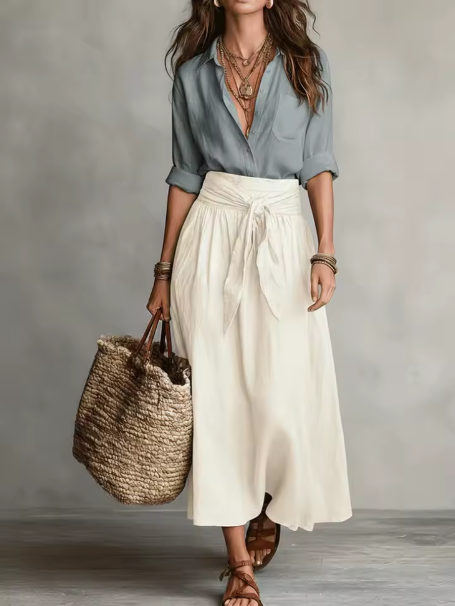 Elara™ | Elegant Two-Piece Set With Midi Skirt