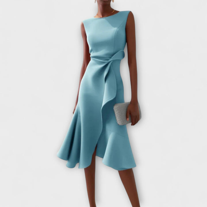 Sheila™ | Draped Asymmetric Midi Dress