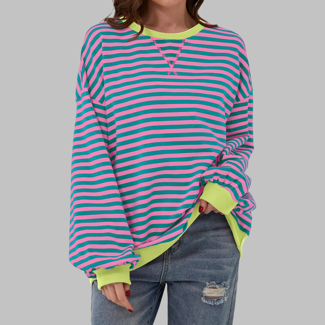 LUKA - Casual Long Sleeve Round Neck Striped Shirt