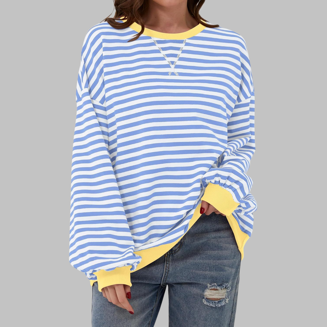 LUKA - Casual Long Sleeve Round Neck Striped Shirt