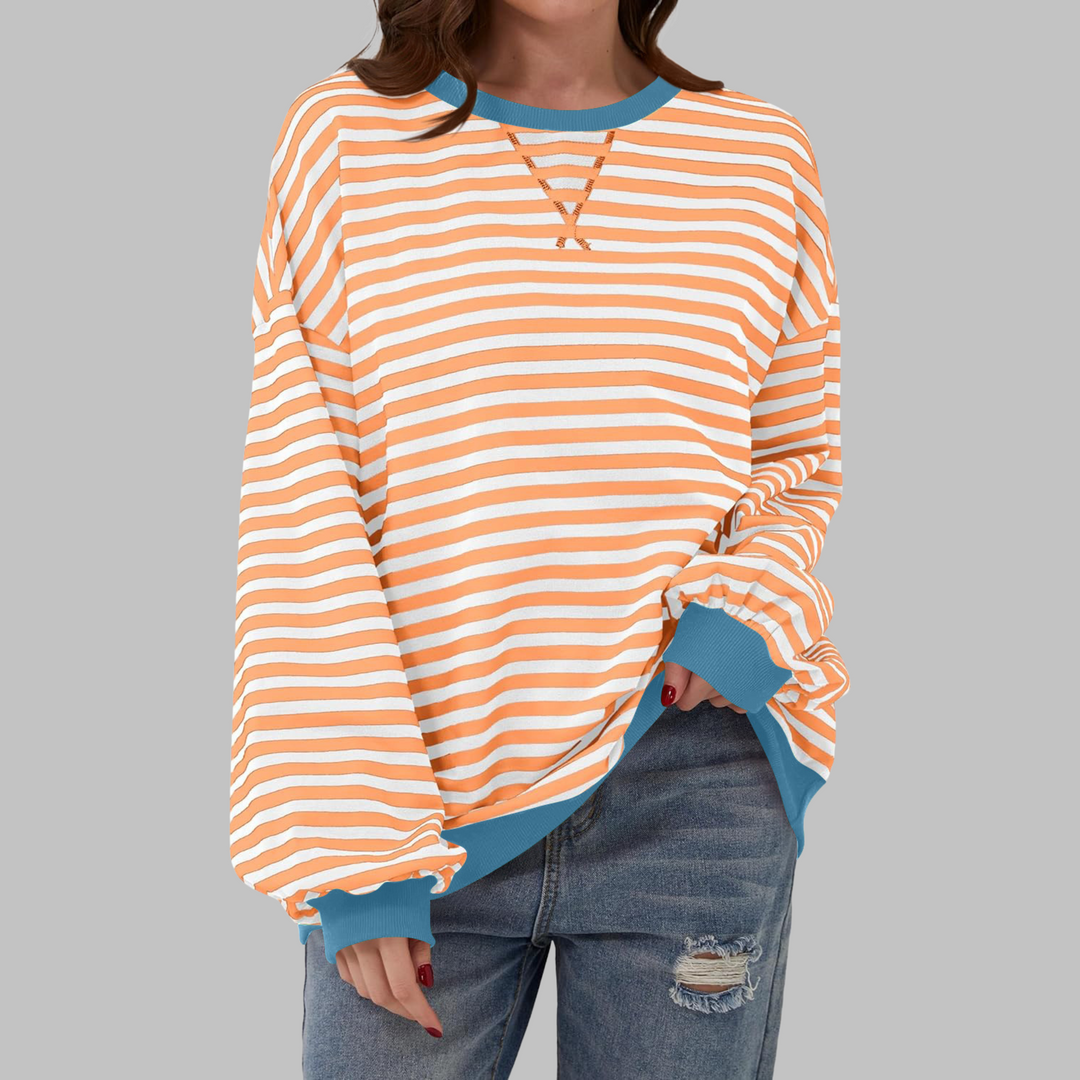 LUKA - Casual Long Sleeve Round Neck Striped Shirt