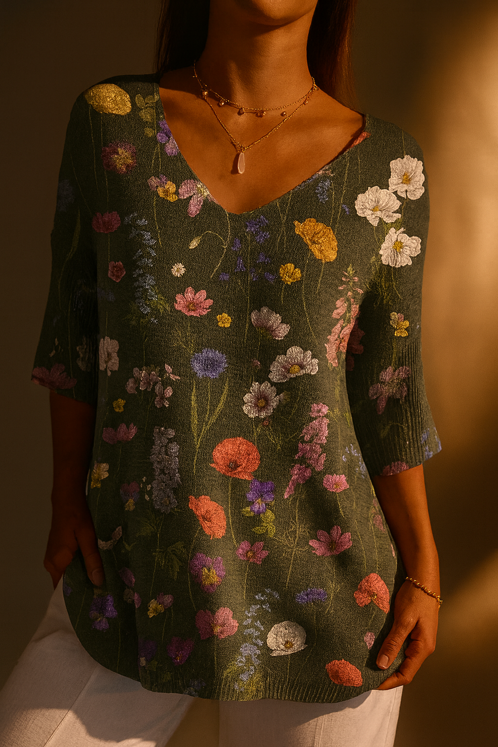 Vibrant Spring Botanical Garden Pattern Printed Women's Casual