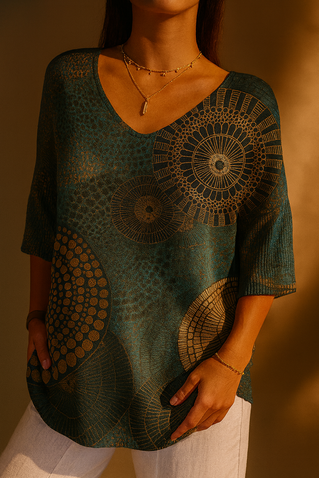 Women's Vintage Circle Totem Abstract Geometry Casual
