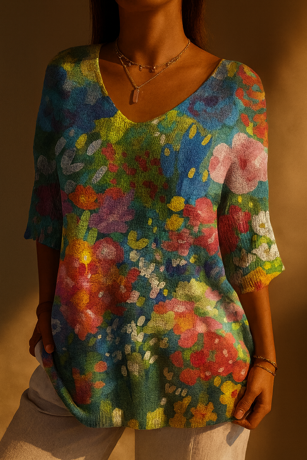 Women's Vintage Lovely Floral Art Print Casual