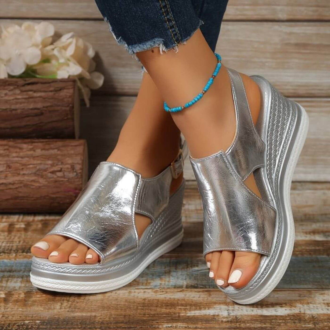 Natalie™| Open Toe Wedge Espadrille Sandals