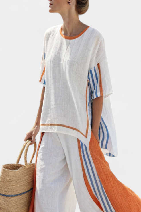 Thorneil | Comfortable Wide-Leg Striped Pants & Top