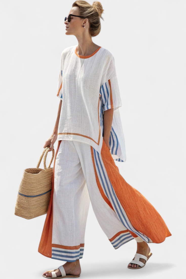 Thorneil | Comfortable Wide-Leg Striped Pants & Top
