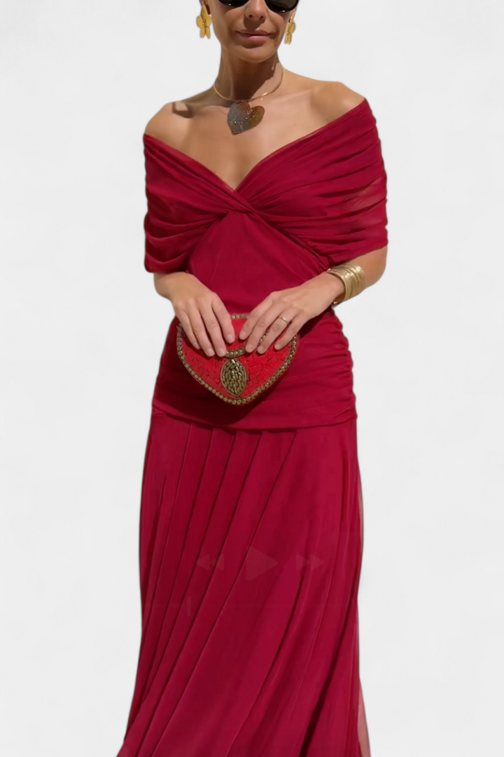 Alorina™ | Long Floral Dress with V-Neck