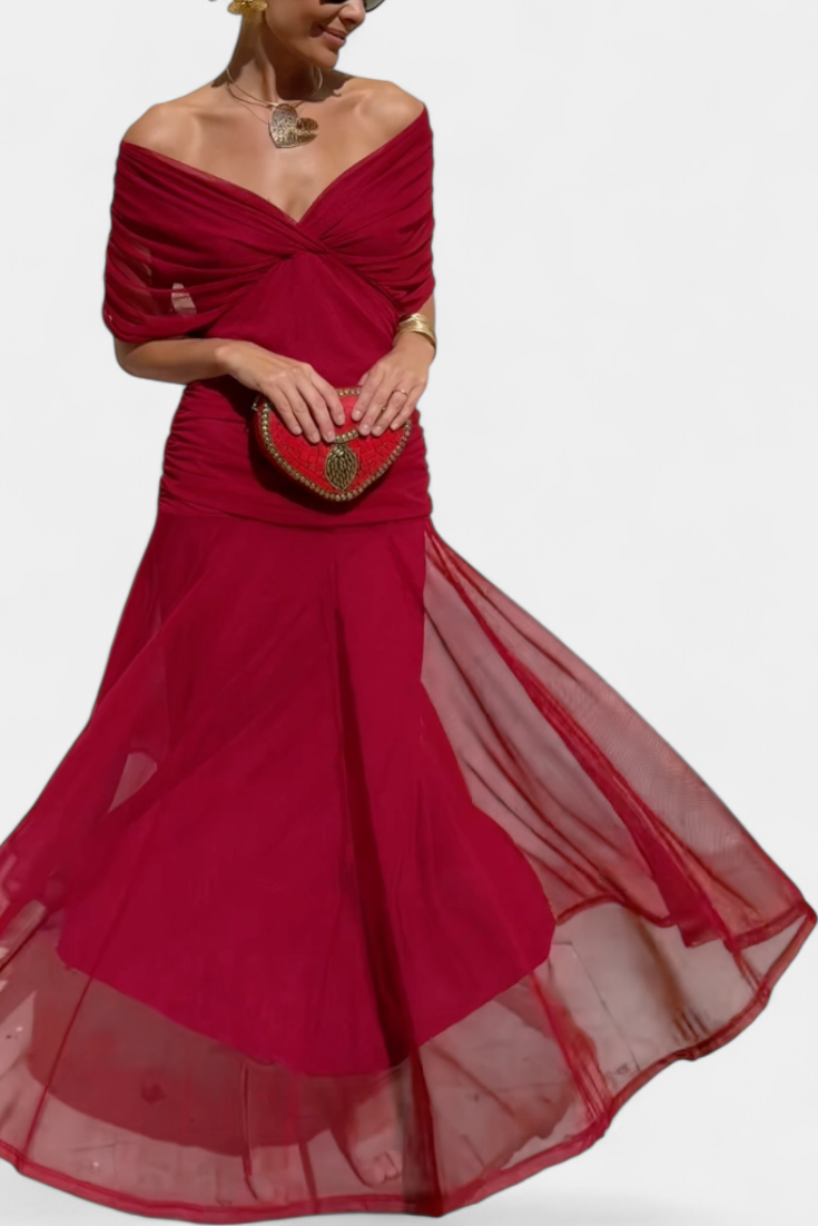 Alorina™ | Long Floral Dress with V-Neck