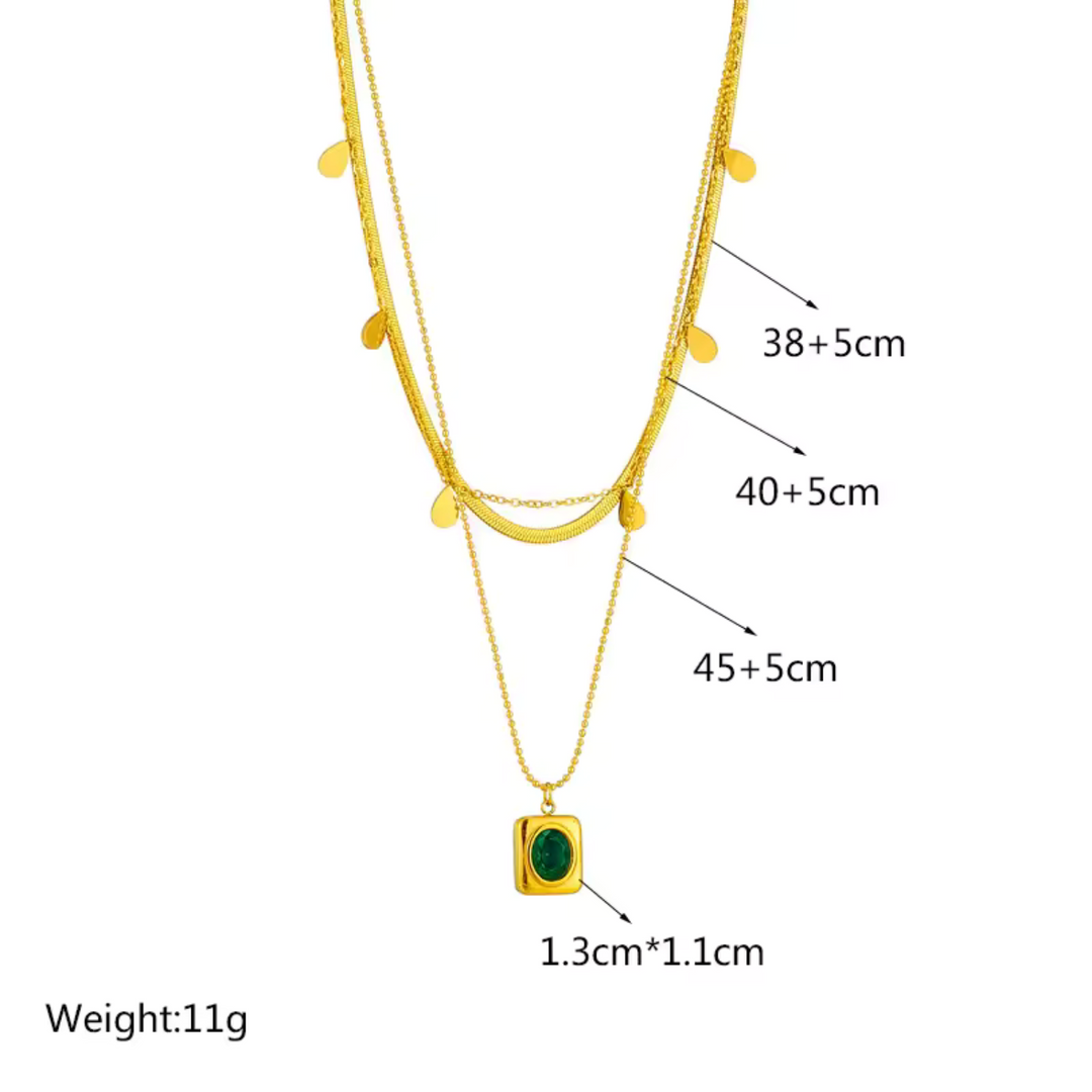 Mystic Layered Emerald Necklace