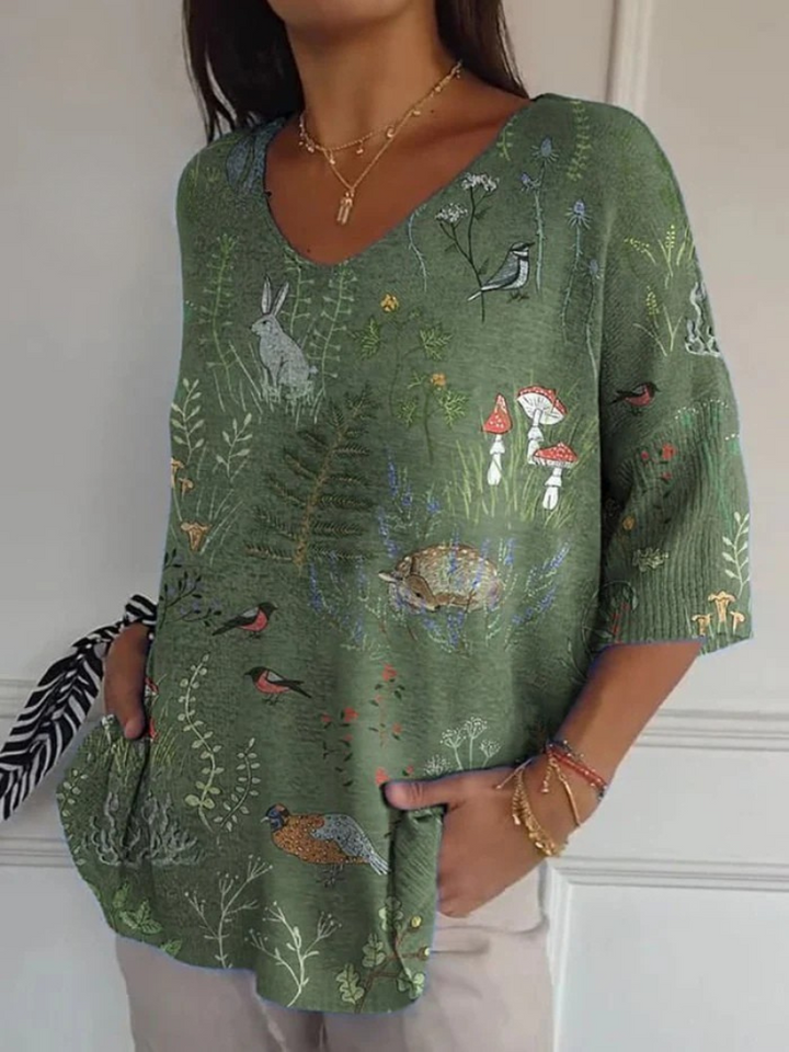 Woodland And Animals Repeat Pattern Printed Women's Casual