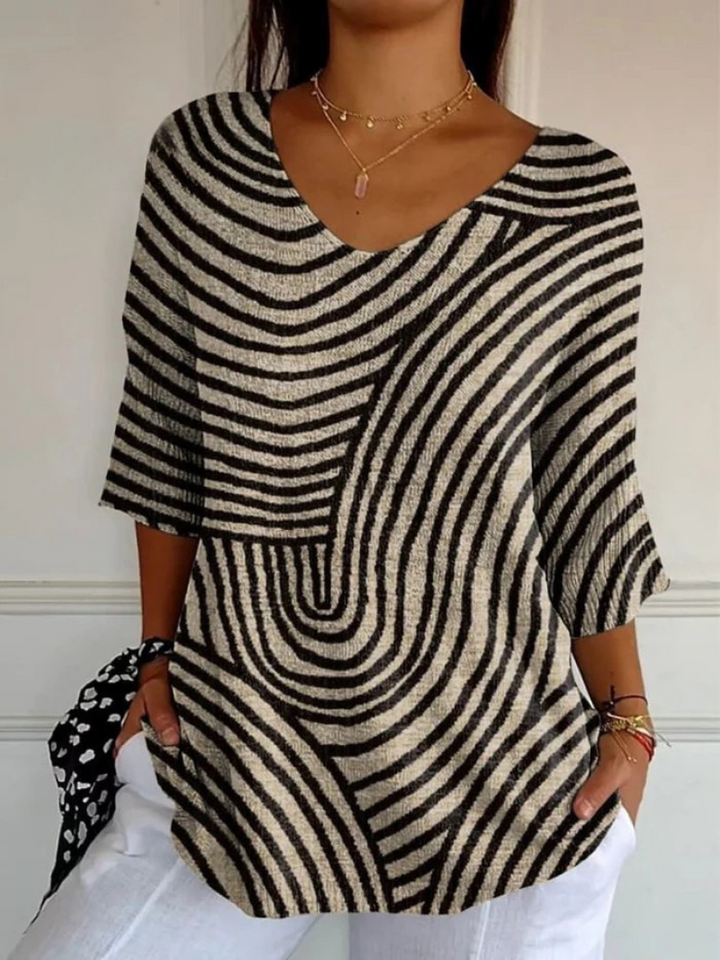 Women's Retro Geometric Art Round Line Print Casual