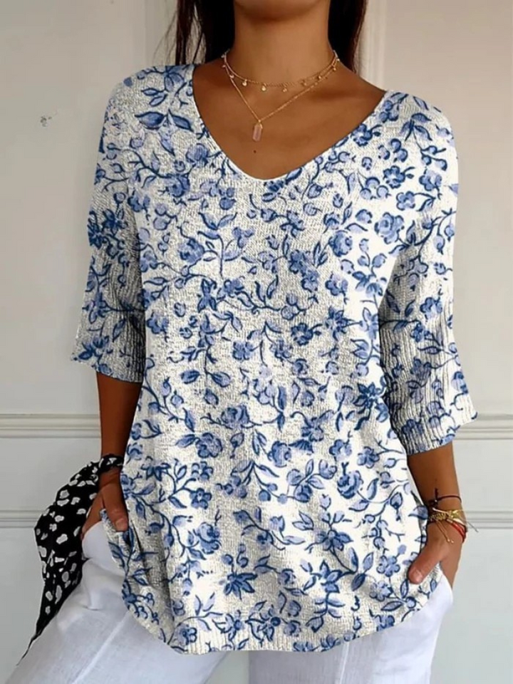 Women's Small Blue Flowers Print Casual