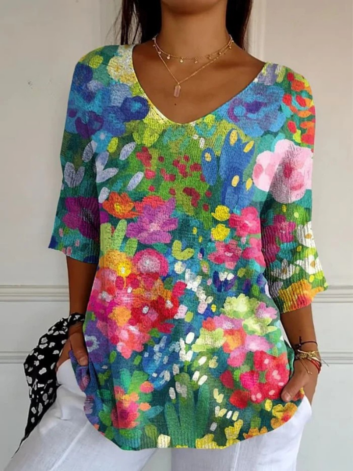 Women's Vintage Lovely Floral Art Print Casual