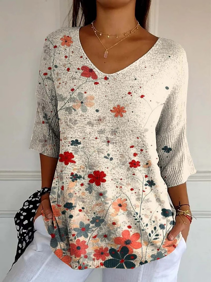 Women's Vintage Floral Pattern Art Print Casual